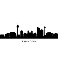 Naklejka premium Swindon England Skyline with Black Silhouette.