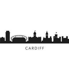 Cardiff Skyline Wales Silhouette Cityscape.
