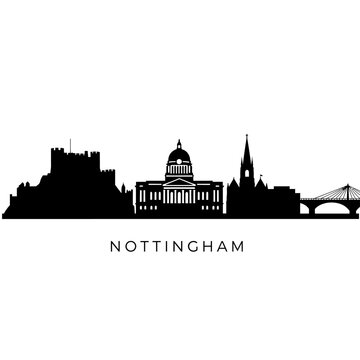 Nottingham England Skyline Silhouette Vector.