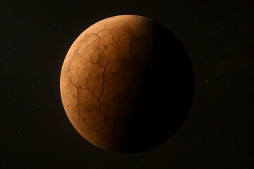 A planet in space without water