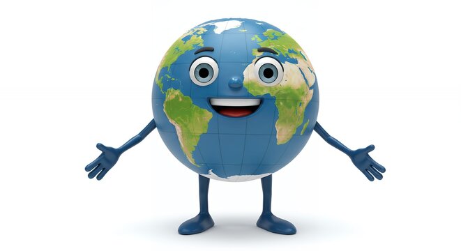 Animated cartoon earth globe character design