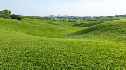 Obraz premium Serene rolling green hills landscape panoramic nature photography
