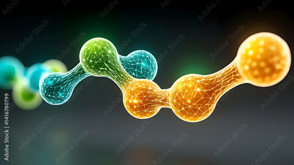Poster abstract data structure with colorful connections in digital design