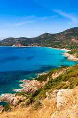 Pero beach in Cargèse, Corsica island, France. The beach of Pero on the Corsican coast in Cargèse, mediterranean sea, France.