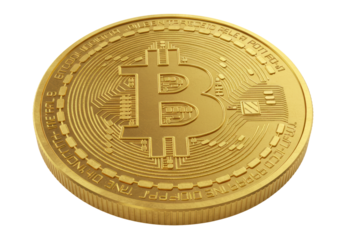 Isolated Golden Bitcoin Cryptocurrency Coin, Digital Finance