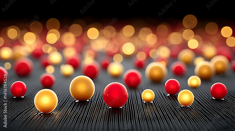 Poster glowing particles on a grid background in fictional science setting