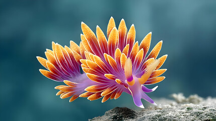 Stunning Macro Shot of Vibrant Flabellina Nudibranch Slug in Ocean
