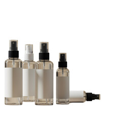 Spray bottles set mockup for cosmetic, skincare, or sanitizing products
