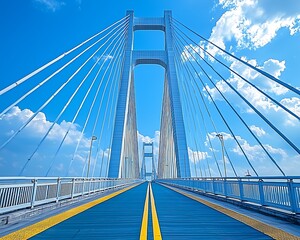 Obraz premium Modern Cable Stayed Bridge Sunny Day