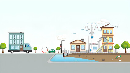 Effective Earthquake Risk Prevention: Strategies for Building Retrofitting, Early Warning Systems, Public Education, and Urban Planning - Stock Photo Concept with Left Space