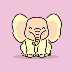 Cartoon-style baby elephant with a sweet expression in high resolution vector illustration. Perfect for children's books, and animal-themed products.