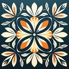 Modern Abstract Vector Tile with Symmetrical Motif