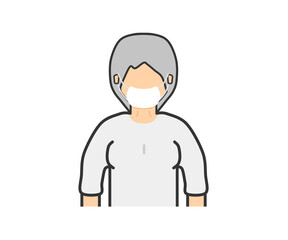 Granny in a mask, white clothes