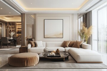 Fototapeta premium Mockup Poster Frame on the Wall of Living Room