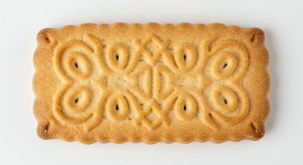Golden brown biscuit with detailed pattern