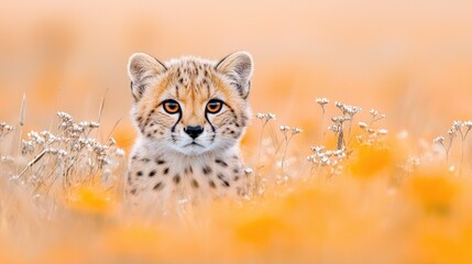 Obraz premium Serene cheetah portrait soft focus wildlife photography