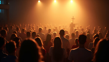 Refined Ascension Day Mass: Dynamic Worship, Emotive Prayer, Uplifting Choir, Sacred Settings - Premium Digital Art for Spiritual Exaltation | Photo Stock Concept