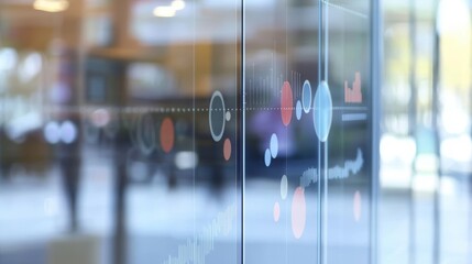 Modern interactive display showing data visualizations.