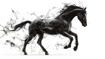 Black Horse Smoke Motion Abstract.