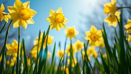 Fototapeta premium yellow daffodils in spring