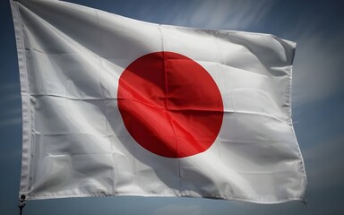 Realistic Close-Up of the Japan Flag Isolated on White Background – Detailed White Fabric with Centered Red Circle Representing the National Symbol of the Land of the Rising Sun and Japanese Cultural	