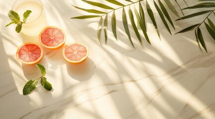 Refreshing citrus beverage with  tropical accents