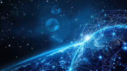 Obraz premium Global Connectivity and Digital Network on Earth, Technology Concept