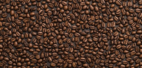 Obraz premium Aromatic Roasted Coffee Beans BackgroundTexture Rich Brown Coffee Bean Pattern for Cafe Menu Design