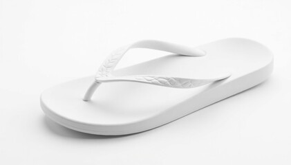 Single white flip-flop, isolated on pure white background, footwear, clean