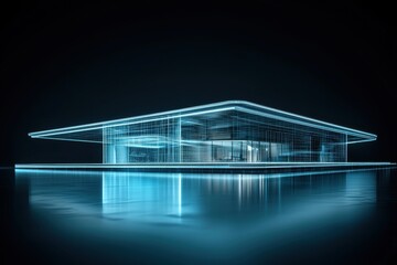 Obraz premium Luminous house structure, glass panels