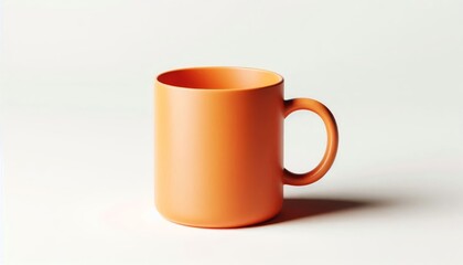 Obraz premium Orange Mug Mockup - Cup for Branding and Logo Placement - Product Design for Identity - White Drink Cup in Studio Environment - Background for Promotional Material - Mock-up for Presentation