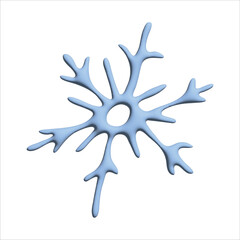 Hand drawn 3d snowflake. Vector winter clipart. Christmas and New Year decoration