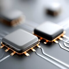 Close-up of microchips on a circuit board