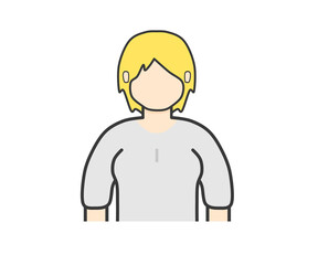 Short haired white woman in white