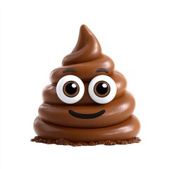 Poop emoji character with face on white background