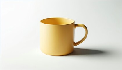 Obraz premium Yellow Mug Mockup - Cup for Branding and Logo Placement - Product Design for Identity - White Drink Cup in Studio Environment - Background for Promotional Material - Mock-up for Presentation