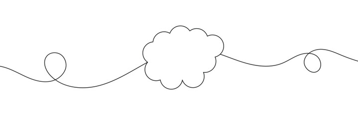 Continuous line drawing. Clouds. Black isolated on white background. Hand drawn vector illustration .EPS 10 .