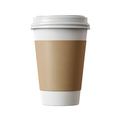 Isolated paper coffee cup model on transparent background