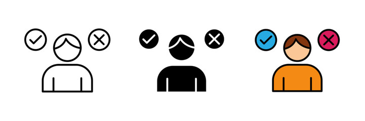 decision making icon on white background stroke filled and colored icon set.