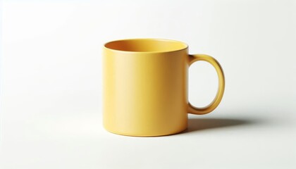 Fototapeta premium Yellow Mug Mockup - Cup for Branding and Logo Placement - Product Design for Identity - White Drink Cup in Studio Environment - Background for Promotional Material - Mock-up for Presentation