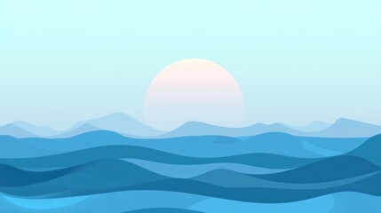 Peaceful, serene ocean landscape at sunrise.