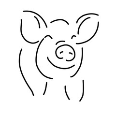 pig line vector illustration, isolated on white background