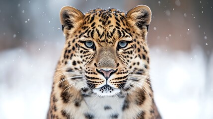 Obraz premium Amur Leopard in Winter Snow.