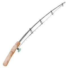 Watercolor Fishing Rod Clipart