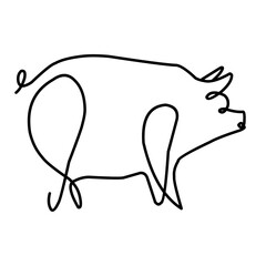 pig line vector illustration, isolated on white background