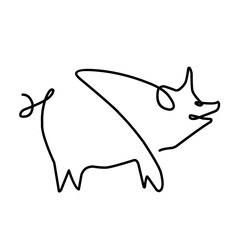 pig line vector illustration, isolated on white background