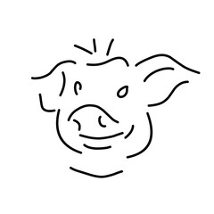 pig line vector illustration, isolated on white background