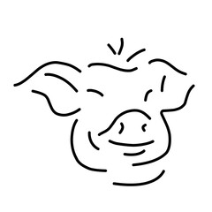 pig line vector illustration, isolated on white background