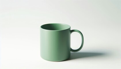 Obraz premium Green Mug Mockup - Cup for Branding and Logo Placement - Product Design for Identity - White Drink Cup in Studio Environment - Background for Promotional Material - Mock-up for Presentation