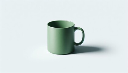 Fototapeta premium Green Mug Mockup - Cup for Branding and Logo Placement - Product Design for Identity - White Drink Cup in Studio Environment - Background for Promotional Material - Mock-up for Presentation